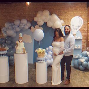 PRETTY PERFECT
WHITE MATERNITY RUCHED MESH BARDOT MAXI DRESS